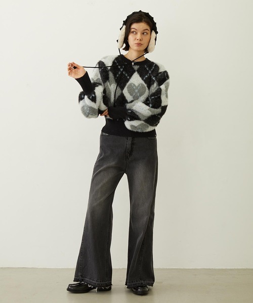 MILKFED.(ミルクフェド)の「HEART ARGYLE KNIT TOP(ニット/セーター・レディース・オフホワイト/ブラック/ブラウン・ONE SIZE)」の5枚目の写真