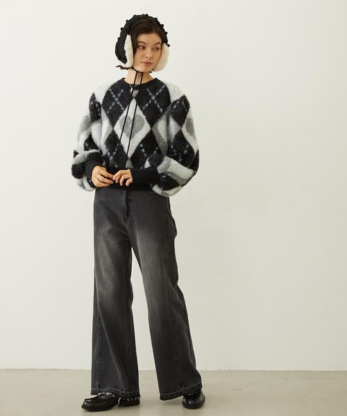 MILKFED.(ミルクフェド)の「HEART ARGYLE KNIT TOP(ニット/セーター・レディース・オフホワイト/ブラック/ブラウン・ONE SIZE)」の6枚目の写真
