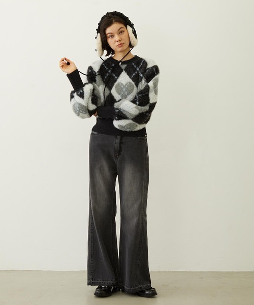 MILKFED.(ミルクフェド)の「HEART ARGYLE KNIT TOP(ニット/セーター・レディース・オフホワイト/ブラック/ブラウン・ONE SIZE)」の7枚目の写真