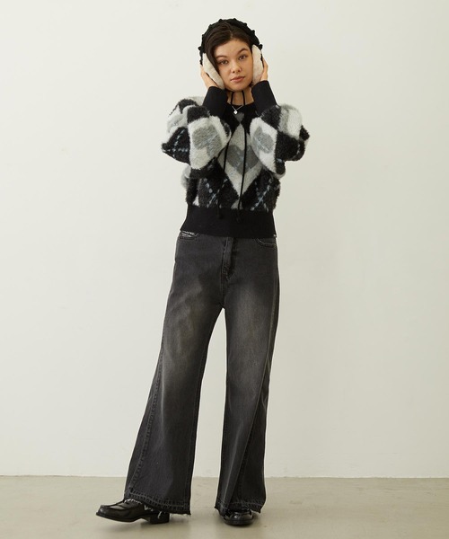 MILKFED.(ミルクフェド)の「HEART ARGYLE KNIT TOP(ニット/セーター・レディース・オフホワイト/ブラック/ブラウン・ONE SIZE)」の8枚目の写真