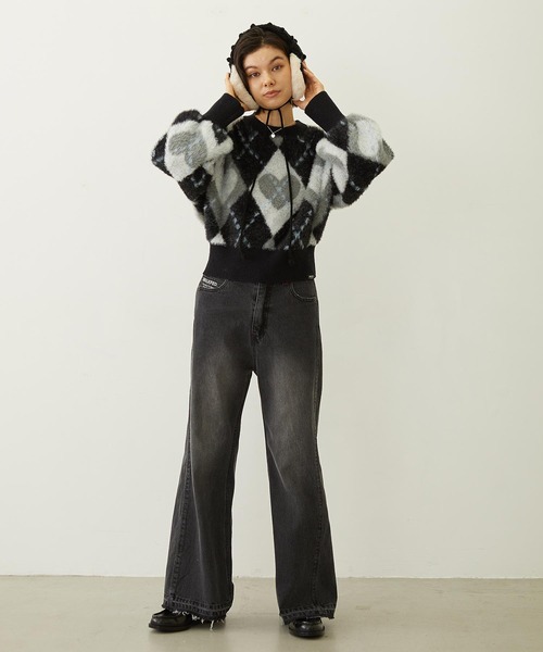 MILKFED.(ミルクフェド)の「HEART ARGYLE KNIT TOP(ニット/セーター・レディース・オフホワイト/ブラック/ブラウン・ONE SIZE)」の9枚目の写真