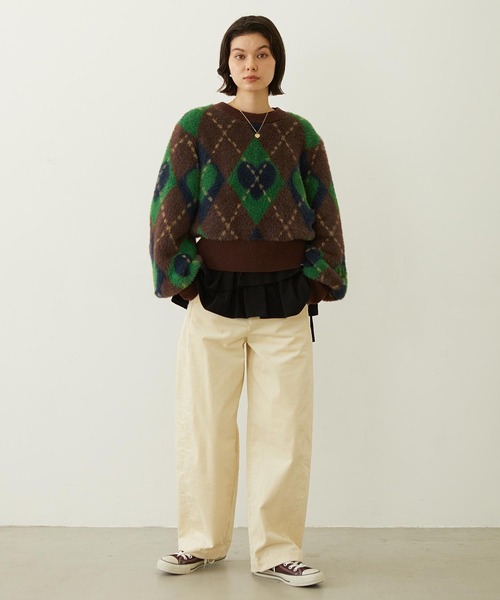 MILKFED.(ミルクフェド)の「HEART ARGYLE KNIT TOP(ニット/セーター・レディース・オフホワイト/ブラック/ブラウン・ONE SIZE)」の11枚目の写真