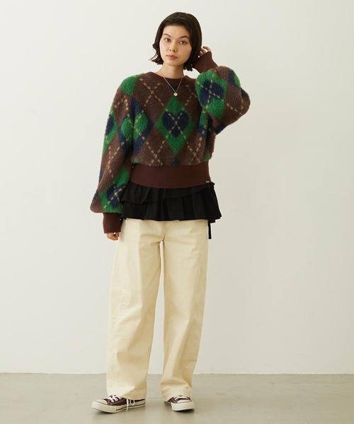 MILKFED.(ミルクフェド)の「HEART ARGYLE KNIT TOP(ニット/セーター・レディース・オフホワイト/ブラック/ブラウン・ONE SIZE)」の12枚目の写真