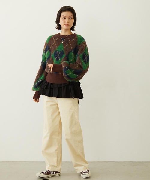 MILKFED.(ミルクフェド)の「HEART ARGYLE KNIT TOP(ニット/セーター・レディース・オフホワイト/ブラック/ブラウン・ONE SIZE)」の13枚目の写真