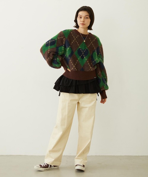 MILKFED.(ミルクフェド)の「HEART ARGYLE KNIT TOP(ニット/セーター・レディース・オフホワイト/ブラック/ブラウン・ONE SIZE)」の14枚目の写真