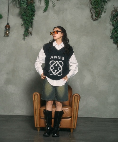 ANDGEEBEE（アンジービー）の「UNISEX エンブレムシャギーベスト（ベスト・レディース・ブラック/グレー・FREE）」の12枚目の写真