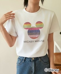 Disney（ディズニー）の「Disney / 別注 ＜Mickey Mouse＞ ラインストーンTシャツ（Tシャツ/カットソー）」