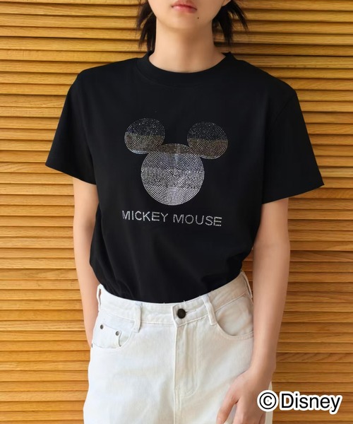 Disney(ディズニー)の「Disney / 別注 <Mickey Mouse> ラインストーンTシャツ(Tシャツ/カットソー・レディース・ブラック/ネイビー/ホワイト・SMALL/MEDIUM/LARGE)」の14枚目の写真