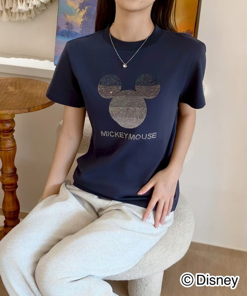 Disney(ディズニー)の「Disney / 別注 <Mickey Mouse> ラインストーンTシャツ(Tシャツ/カットソー・レディース・ブラック/ネイビー/ホワイト・SMALL/MEDIUM/LARGE)」の10枚目の写真