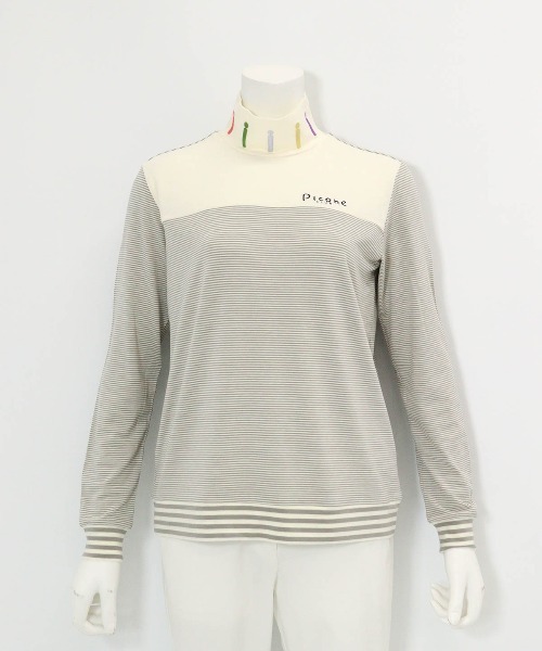 Picone CLUB(ピッコーネクラブ)の「吸湿発熱ボーダー切替プルオーバー(Tシャツ/カットソー・レディース・ブラック/ダークグレー/ライトグレー/グレー・M/S/L)」の20枚目の写真