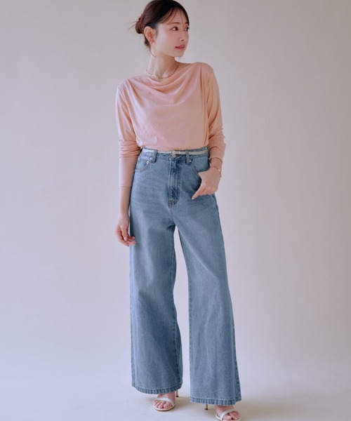 COHINA DENIM フレアワイド 【低身長・小柄女性】（デニムパンツ