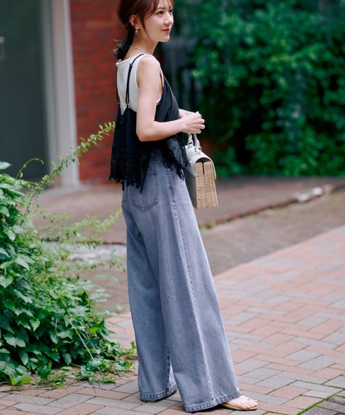 COHINA DENIM フレアワイド 【低身長・小柄女性】（デニムパンツ