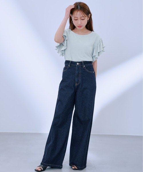 COHINA DENIM フレアワイド 【低身長・小柄女性】（デニムパンツ