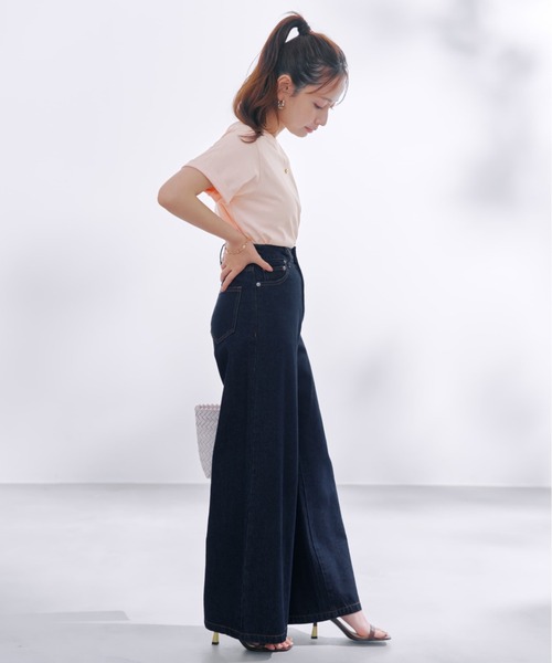 COHINA DENIM フレアワイド 【低身長・小柄女性】（デニムパンツ