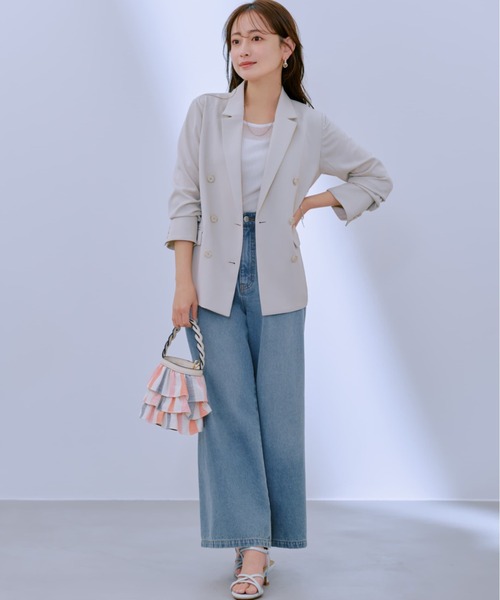 COHINA DENIM フレアワイド 【低身長・小柄女性】（デニムパンツ