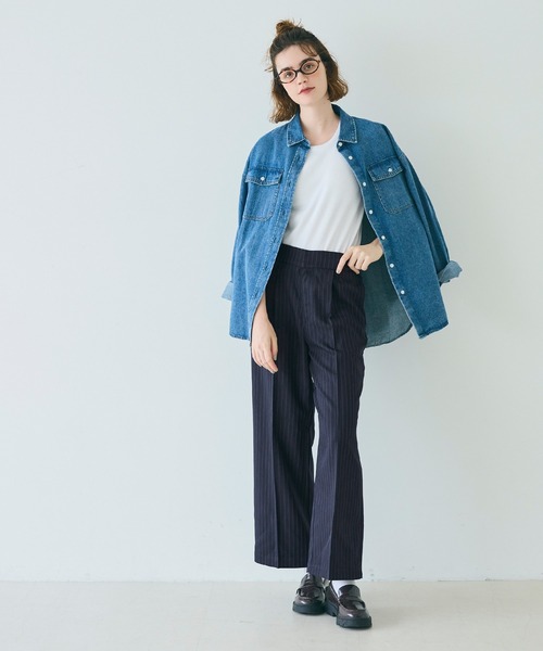 coca(coca)(コカ)の「ヘリンボーンストライプ2wayサロペット(サロペット/オーバーオール・レディース・チャコール/ネイビー・L/M/S)」の19枚目の写真
