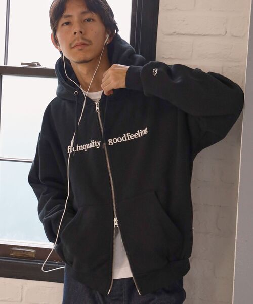 FFEIN（フェイン）の「【FFEIN（フェイン）】センター3D刺繍立体フードZIPパーカー / パーカー 裏起毛 ヘビーウエイト ジップ フーディ ダブルジップ（パーカー・メンズ・アッシュグレー/ワイン/ブラック/ブラウン/ネイビー・LARGE/MEDIUM/SMALL）」の2枚目の写真