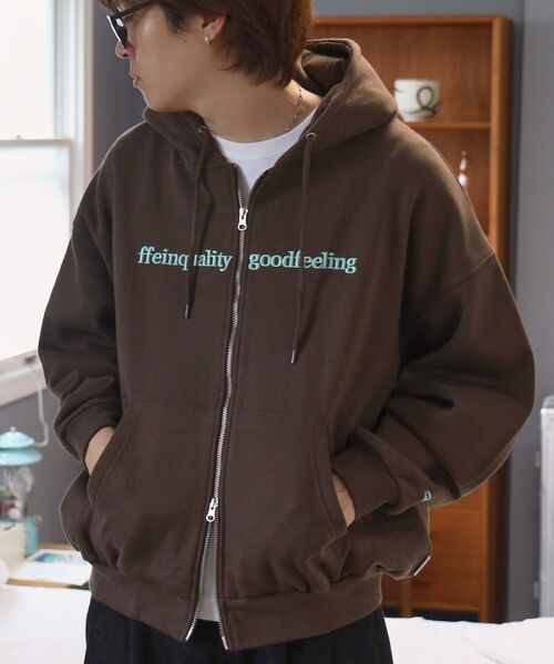 FFEIN（フェイン）の「【FFEIN（フェイン）】センター3D刺繍立体フードZIPパーカー / パーカー 裏起毛 ヘビーウエイト ジップ フーディ ダブルジップ（パーカー・メンズ・アッシュグレー/ワイン/ブラック/ブラウン/ネイビー・LARGE/MEDIUM/SMALL）」の7枚目の写真