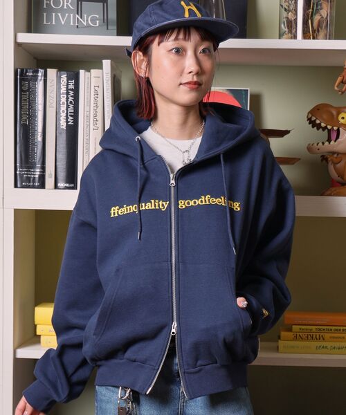 FFEIN（フェイン）の「【FFEIN（フェイン）】センター3D刺繍立体フードZIPパーカー / パーカー 裏起毛 ヘビーウエイト ジップ フーディ ダブルジップ（パーカー・メンズ・アッシュグレー/ワイン/ブラック/ブラウン/ネイビー・LARGE/MEDIUM/SMALL）」の9枚目の写真