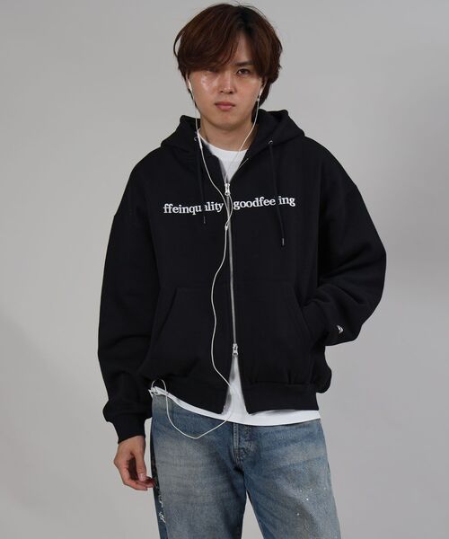FFEIN（フェイン）の「【FFEIN（フェイン）】センター3D刺繍立体フードZIPパーカー / パーカー 裏起毛 ヘビーウエイト ジップ フーディ ダブルジップ（パーカー・メンズ・アッシュグレー/ワイン/ブラック/ブラウン/ネイビー・LARGE/MEDIUM/SMALL）」の14枚目の写真