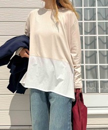 Q | 異素材ドッキングプルオーバー(Tシャツ/カットソー)