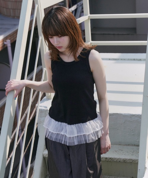 haek(ハク)の「lace frills tank top/レースフリルタンクトップ(タンクトップ・レディース・イエロー/ブラック・FREE)」の6枚目の写真