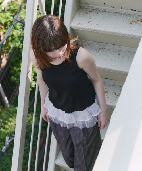 haek(ハク)の「lace frills tank top/レースフリルタンクトップ(タンクトップ・レディース・イエロー/ブラック・FREE)」の7枚目の写真