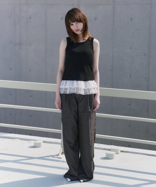 haek(ハク)の「lace frills tank top/レースフリルタンクトップ(タンクトップ・レディース・イエロー/ブラック・FREE)」の9枚目の写真