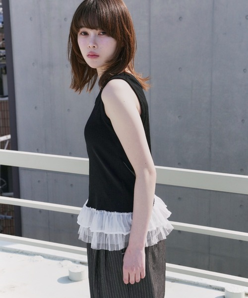haek(ハク)の「lace frills tank top/レースフリルタンクトップ(タンクトップ・レディース・イエロー/ブラック・FREE)」の11枚目の写真