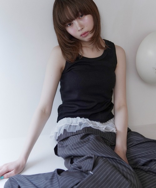haek(ハク)の「lace frills tank top/レースフリルタンクトップ(タンクトップ・レディース・イエロー/ブラック・FREE)」の13枚目の写真