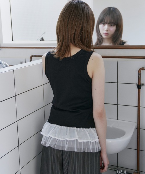 haek(ハク)の「lace frills tank top/レースフリルタンクトップ(タンクトップ・レディース・イエロー/ブラック・FREE)」の14枚目の写真