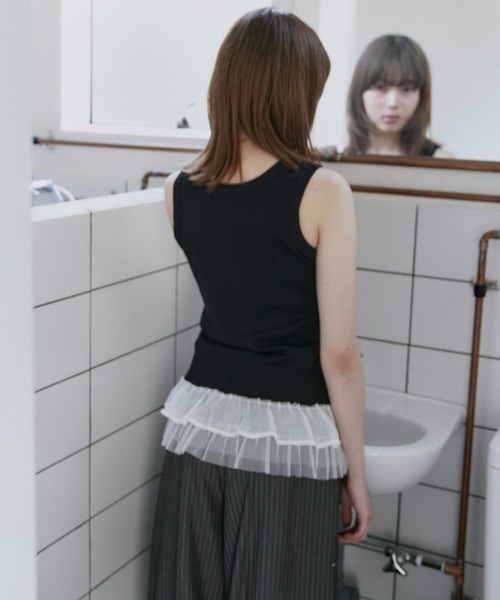 haek(ハク)の「lace frills tank top/レースフリルタンクトップ(タンクトップ・レディース・イエロー/ブラック・FREE)」の15枚目の写真