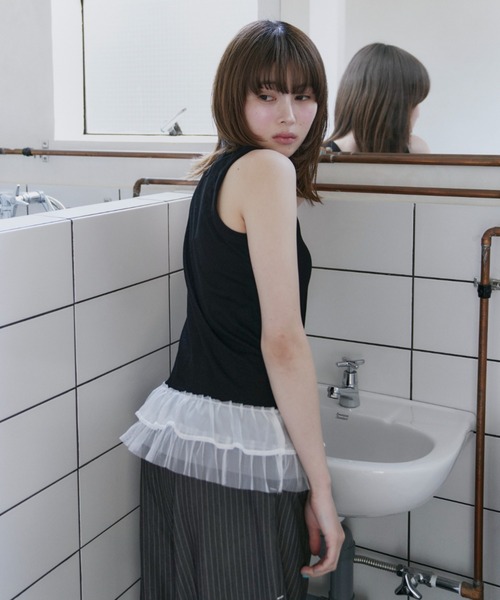 haek(ハク)の「lace frills tank top/レースフリルタンクトップ(タンクトップ・レディース・イエロー/ブラック・FREE)」の17枚目の写真