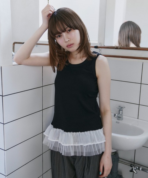 haek(ハク)の「lace frills tank top/レースフリルタンクトップ(タンクトップ・レディース・イエロー/ブラック・FREE)」の18枚目の写真