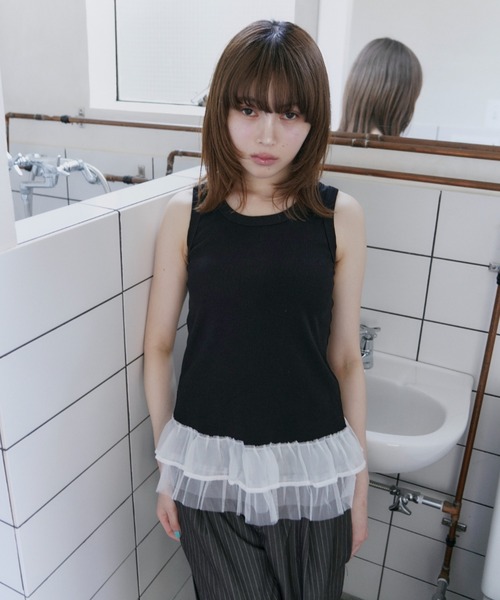 haek(ハク)の「lace frills tank top/レースフリルタンクトップ(タンクトップ・レディース・イエロー/ブラック・FREE)」の19枚目の写真
