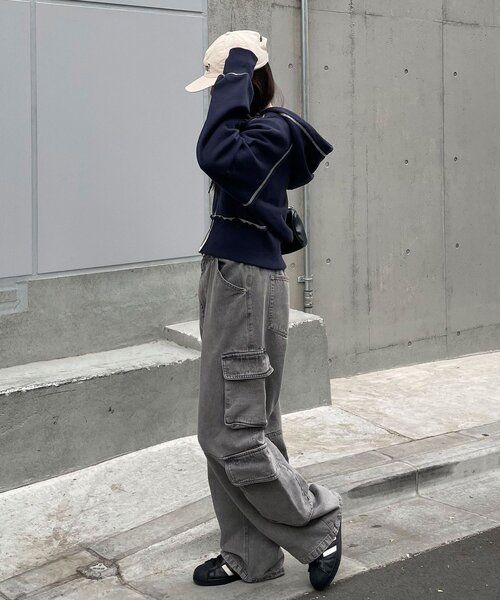 CIAOPANIC(チャオパニック)の「CPロゴフリルショートジップパーカー(パーカー・レディース・ホワイト/グレー系その他/パープル/ネイビー/グレー・ONE SIZE)」の9枚目の写真