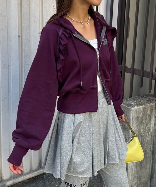 CIAOPANIC(チャオパニック)の「CPロゴフリルショートジップパーカー(パーカー・レディース・ホワイト/グレー系その他/パープル/ネイビー/グレー・ONE SIZE)」の14枚目の写真