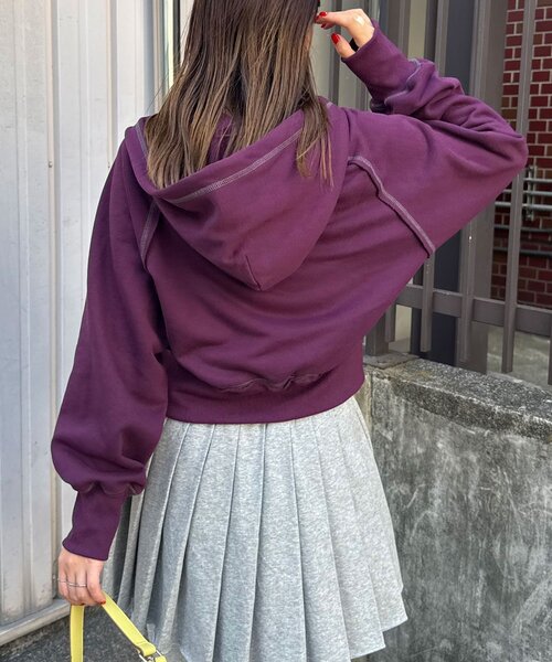 CIAOPANIC(チャオパニック)の「CPロゴフリルショートジップパーカー(パーカー・レディース・ホワイト/グレー系その他/パープル/ネイビー/グレー・ONE SIZE)」の15枚目の写真