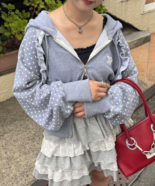 CIAOPANIC(チャオパニック)の「CPロゴフリルショートジップパーカー(パーカー・レディース・ホワイト/グレー系その他/パープル/ネイビー/グレー・ONE SIZE)」の21枚目の写真