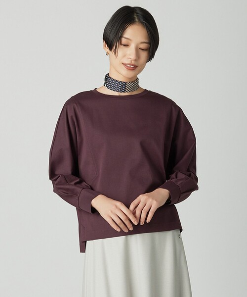 J.PRESS(ジェイプレス)の「ポンチ ボートネック カットソー(Tシャツ/カットソー・レディース・ワイン系/ベージュ系/ブルー系・F)」の1枚目の写真