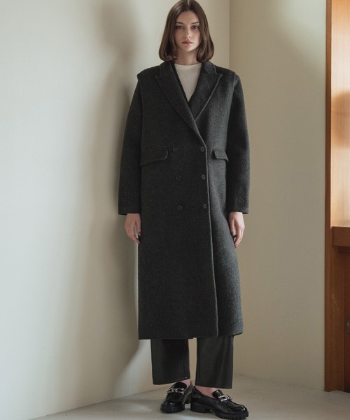 ELFRANK(エルフランク)の「【ウール70%】チェスターコート ロングコート ウールコート ベスト付き(チェスターコート・レディース・グレー/チャコールグレー・FREE)」の2枚目の写真