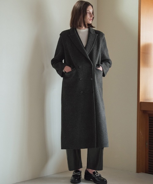 ELFRANK(エルフランク)の「【ウール70%】チェスターコート ロングコート ウールコート ベスト付き(チェスターコート・レディース・グレー/チャコールグレー・FREE)」の10枚目の写真