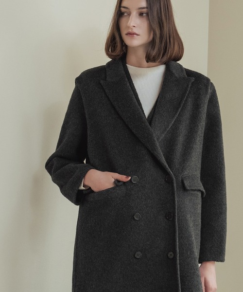ELFRANK(エルフランク)の「【ウール70%】チェスターコート ロングコート ウールコート ベスト付き(チェスターコート・レディース・グレー/チャコールグレー・FREE)」の12枚目の写真