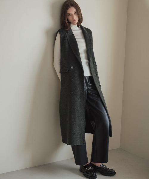 ELFRANK(エルフランク)の「【ウール70%】チェスターコート ロングコート ウールコート ベスト付き(チェスターコート・レディース・グレー/チャコールグレー・FREE)」の13枚目の写真