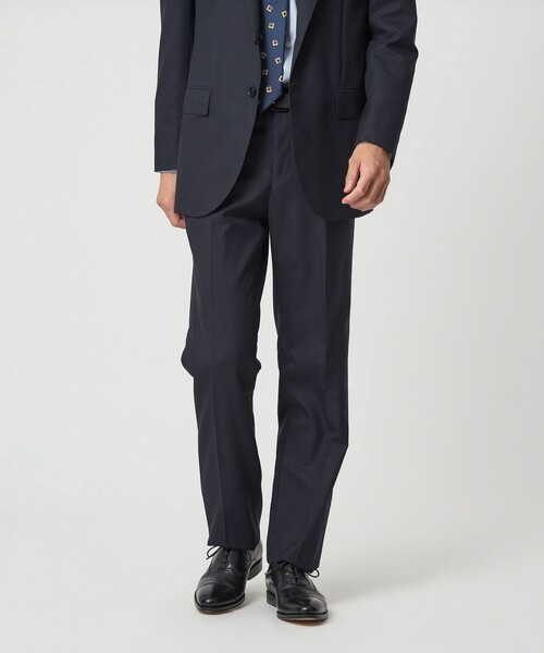 green label relaxing（グリーンレーベルリラクシング）の「GUABELLO 組織無地 MF ノープリーツ スーツパンツ（スーツパンツ・メンズ・グレー系/ネイビー・92/84/76/88/72/80）」の2枚目の写真