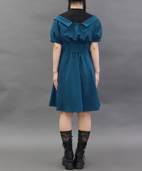 axes femme POETIQUE(アクシーズファムポエティック)の「レイヤードデザインワンピース(ワンピース・レディース・ブラック/グレー/ブルーグリーン・MEDIUM)」の6枚目の写真