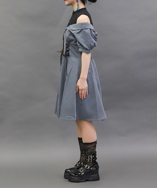 axes femme POETIQUE(アクシーズファムポエティック)の「レイヤードデザインワンピース(ワンピース・レディース・ブラック/グレー/ブルーグリーン・MEDIUM)」の8枚目の写真