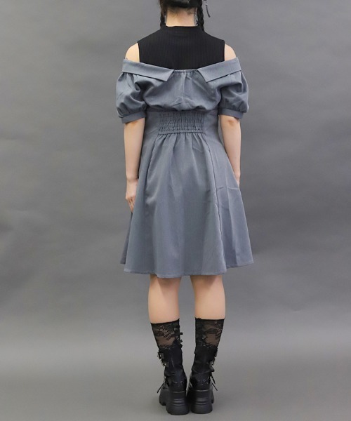axes femme POETIQUE(アクシーズファムポエティック)の「レイヤードデザインワンピース(ワンピース・レディース・ブラック/グレー/ブルーグリーン・MEDIUM)」の9枚目の写真