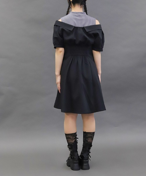 axes femme POETIQUE(アクシーズファムポエティック)の「レイヤードデザインワンピース(ワンピース・レディース・ブラック/グレー/ブルーグリーン・MEDIUM)」の12枚目の写真