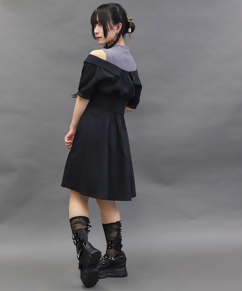 axes femme POETIQUE(アクシーズファムポエティック)の「レイヤードデザインワンピース(ワンピース・レディース・ブラック/グレー/ブルーグリーン・MEDIUM)」の16枚目の写真